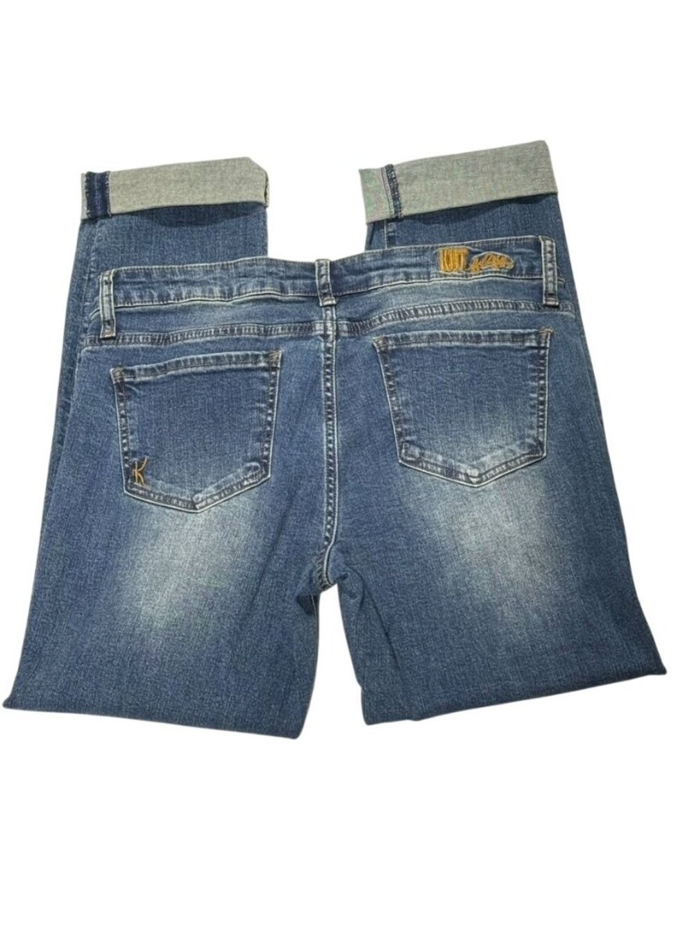 Kut From The Kloth Womens Distressed Straight Leg Jeans Size 8 Blue Denim